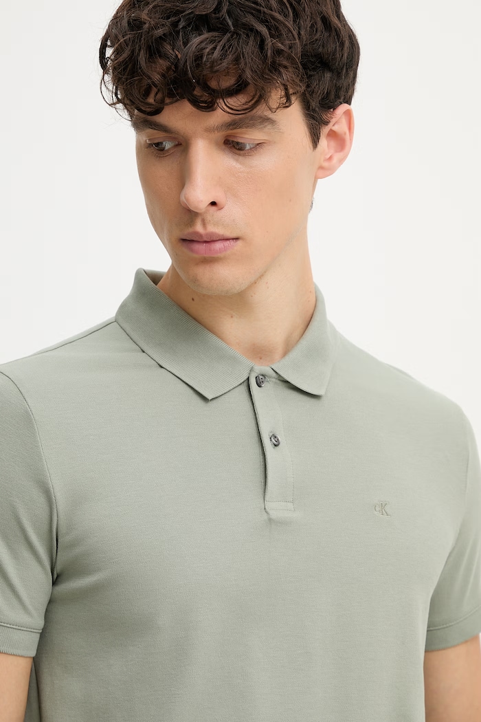 Calvin Klein polo męskie z bawełną zielony LV04LC254G
