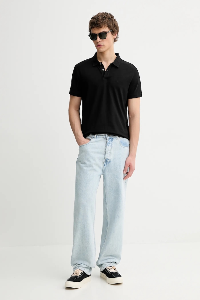 Calvin Klein polo pánské s bavlnou LV04LC254G černá SS26