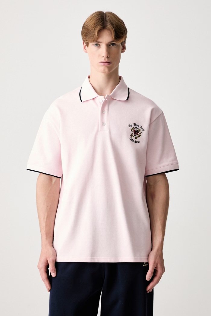 Drôle de Monsieur cotton polo shirt Polo Piqué Slogan Rose cotton pink J.PL161.CO264.LPI