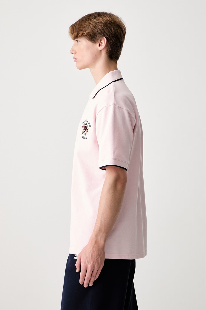 Bavlněné polo tričko Drôle de Monsieur Polo Piqué Slogan Rose J.PL161.CO264.LPI růžová SS26