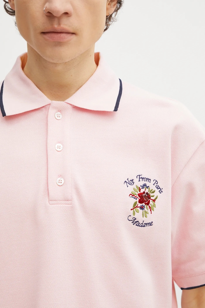 Drôle de Monsieur polo de bumbac Polo Piqué Slogan Rose roz J.PL161.CO264.LPI