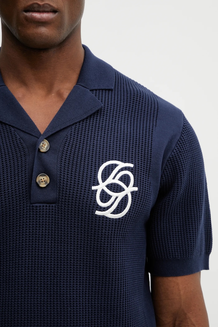 Drôle de Monsieur cotton polo shirt Polo Maille Monogramme navy J.PO171.CO207.NY