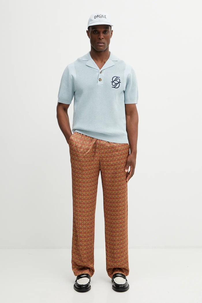 Βαμβακερό μπλουζάκι πόλο Drôle de Monsieur Polo Maille Monogramme J.PO171.CO207.LBE μπλε