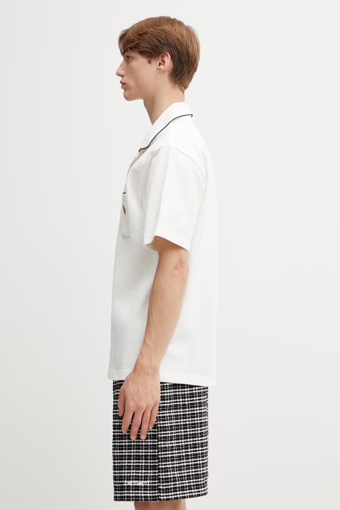 Drôle de Monsieur polo pentru bărbați, din bumbac Patch K.PL165.CO264.OW bej SS26