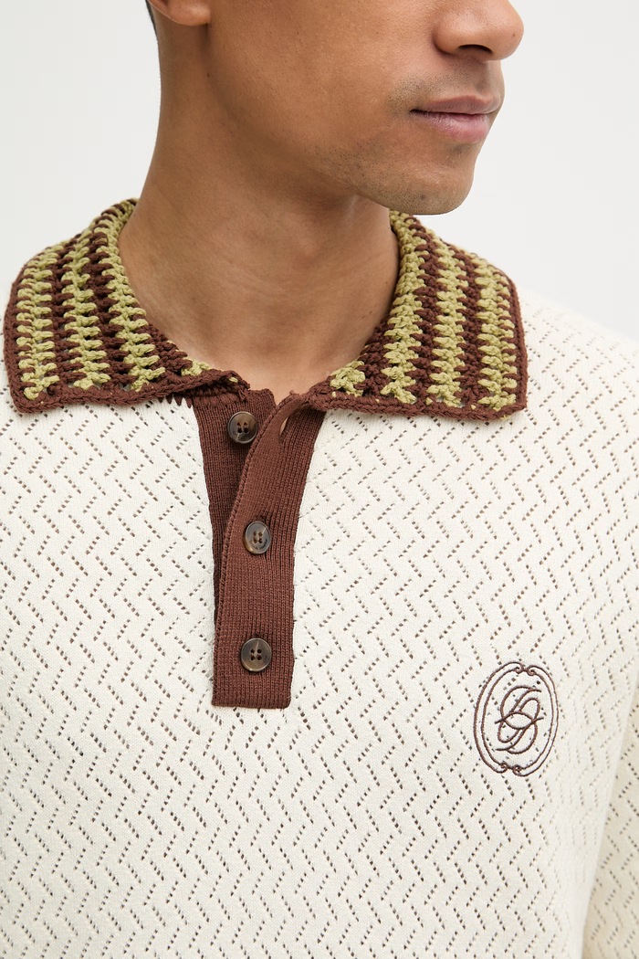 Drôle de Monsieur polo swetrowe męskie bawełniane Maille Ajouré D Miroir K.PO206.CO292.OW