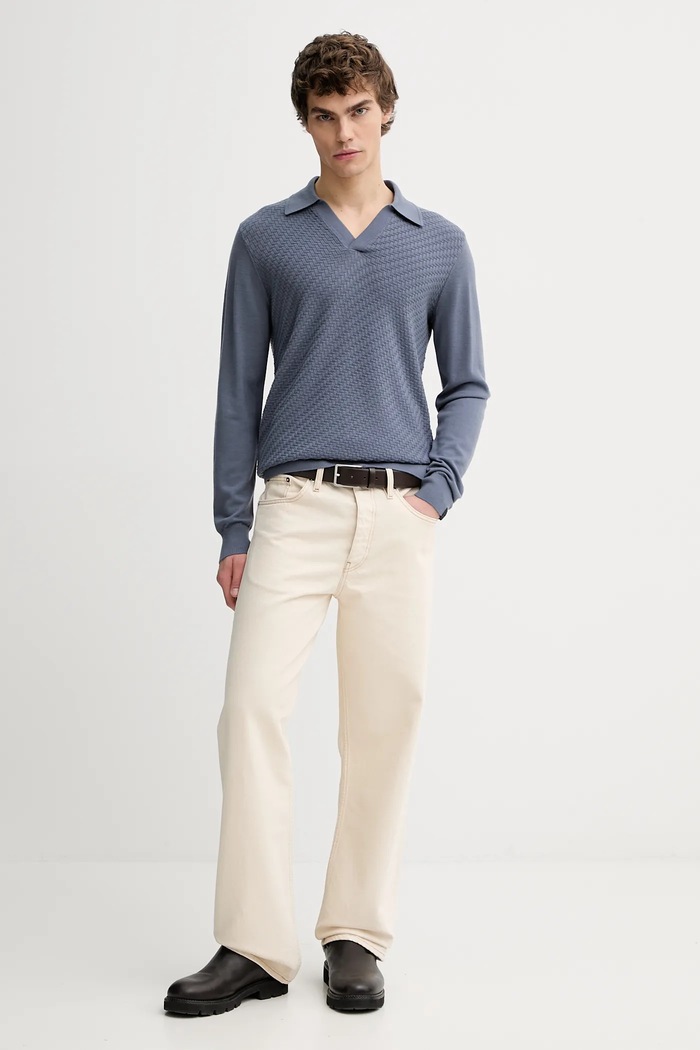 Volnen pulover Rag & Bone RH8125H6MMN modra SS26