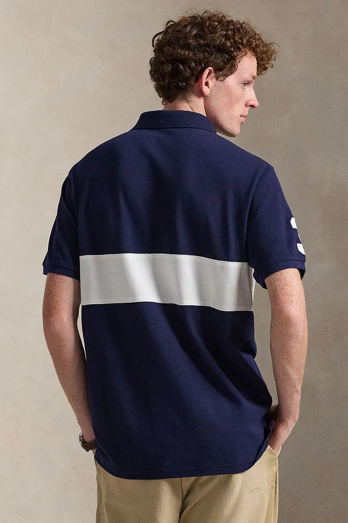 Памучна тениска с яка Polo Ralph Lauren 710P03953 тъмносин SS26