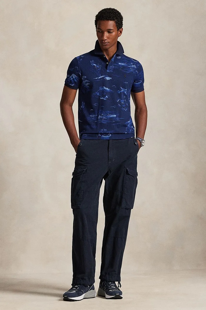 Ρούχα Βαμβακερό μπλουζάκι πόλο Polo Ralph Lauren 710P04012 σκούρο μπλε