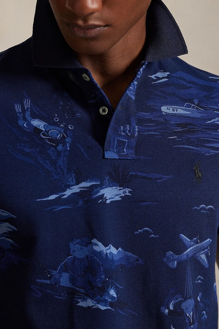 Βαμβακερό μπλουζάκι πόλο Polo Ralph Lauren σκούρο μπλε 710P04012