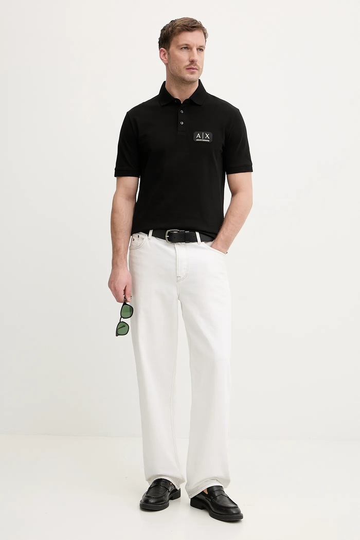 Armani Exchange polo majica za muškarce od pamuka XM002231.AF10366 crna SS26