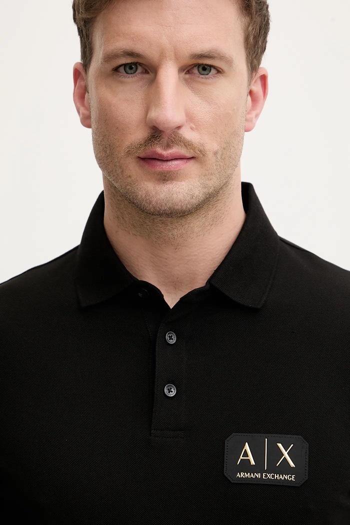 Armani Exchange polo majica za muškarce od pamuka crna XM002231.AF10366