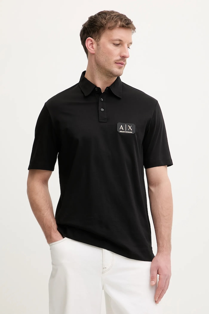 Bombažen polo Armani Exchange Brez vzorca črna XM002232.AF10364