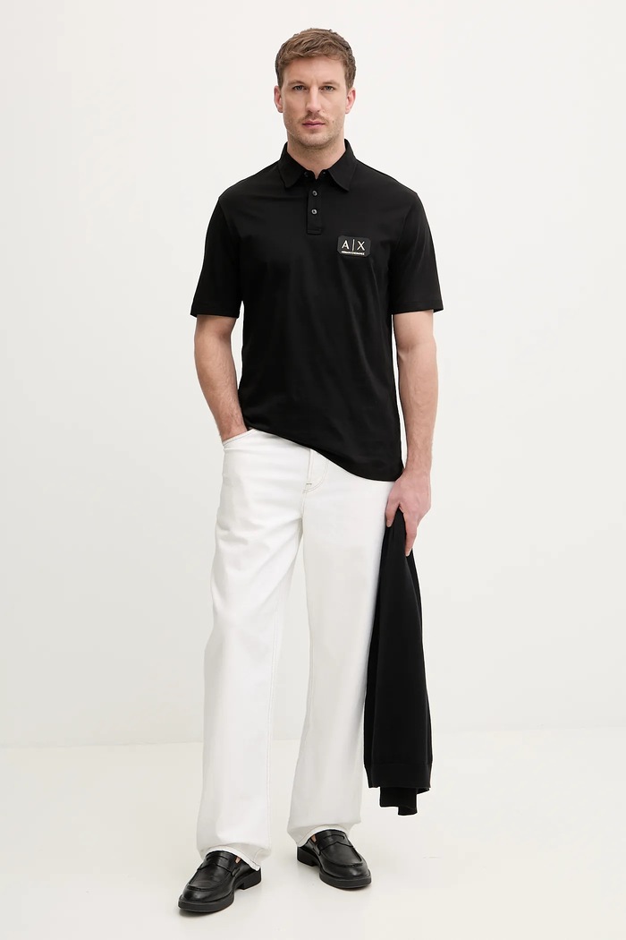 Bombažen polo Armani Exchange XM002232.AF10364 črna SS26
