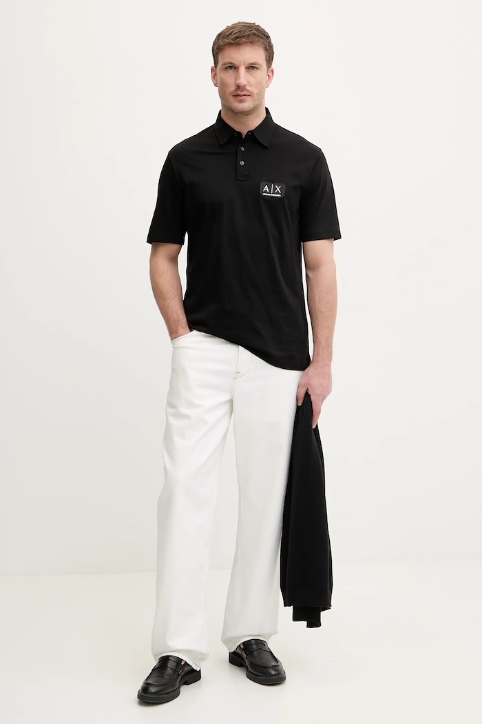 Bombažen polo Armani Exchange XM002232.AF10364 črna SS26
