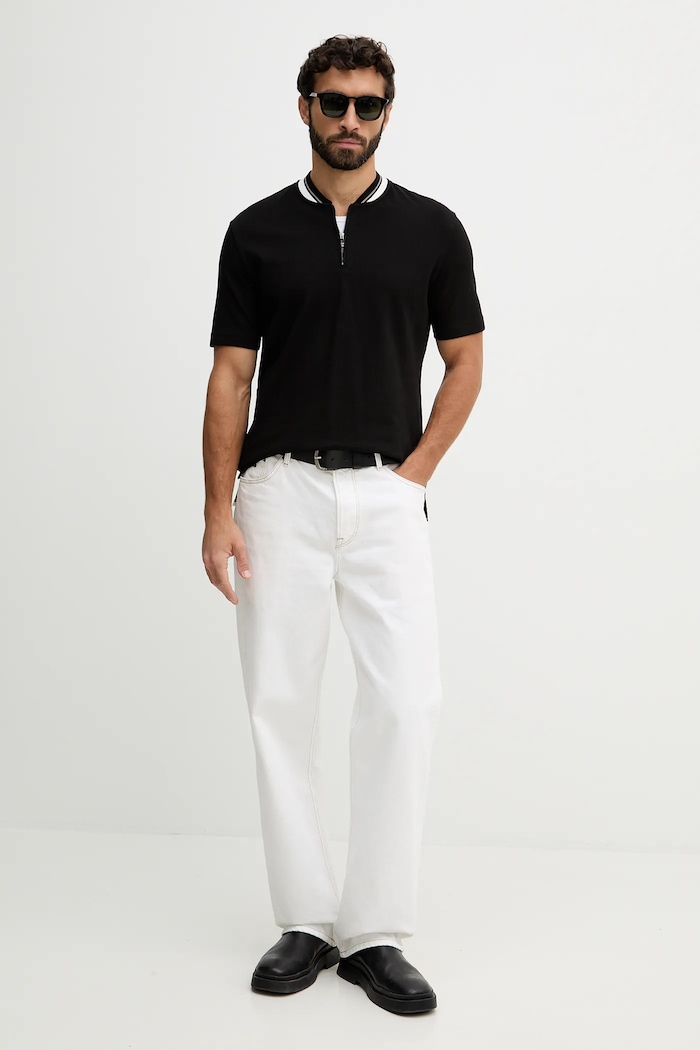 Bavlněné polo tričko Armani Exchange XM001764.AF10366 černá SS26