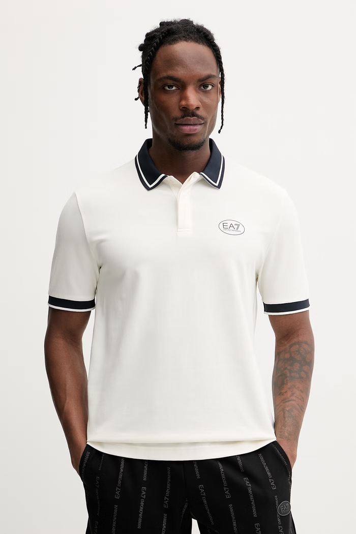 EA7 Emporio Armani Тениска с яка мъжка бежов AF13511.7M001538