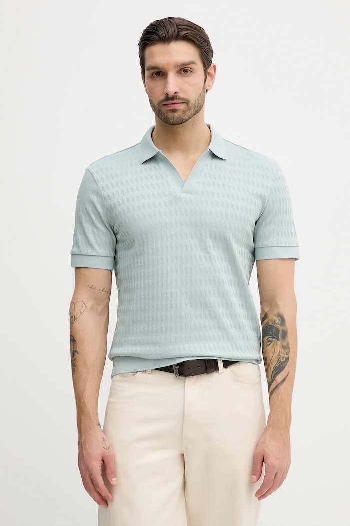 Joop! polo de bumbac regular turcoaz 30100497