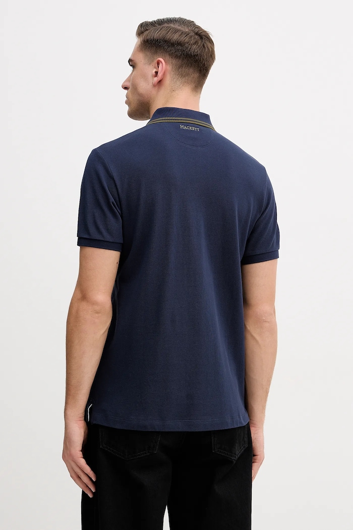 Дрехи Памучна тениска с яка Hackett London HM5600082 тъмносин
