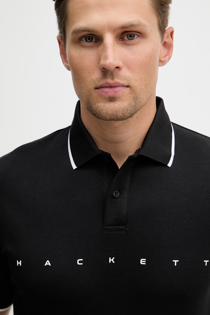Bavlnené polo tričko Hackett London čierna HM5600120