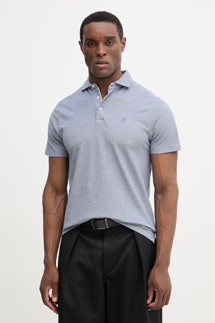 Bavlnené polo tričko Hackett London nášivka modrá HM5600139