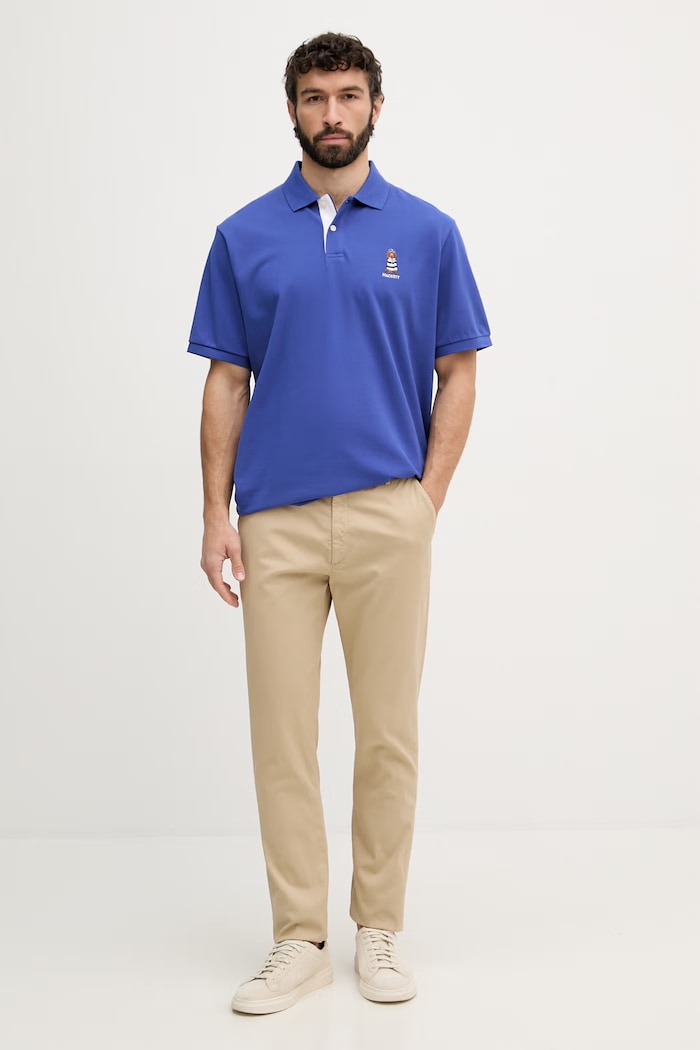 Hackett London polo tričko pánske bavlnené HM5600142 modrá SS26
