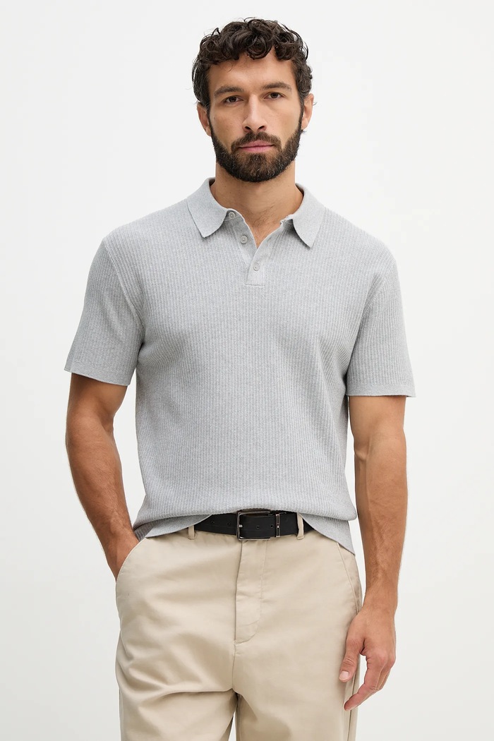 Michael Kors tricou polo regular gri CR660J3FE5