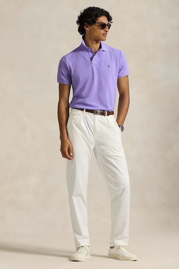 Ρούχα Βαμβακερό μπλουζάκι πόλο Polo Ralph Lauren BASIC MESH 710680784463 μωβ