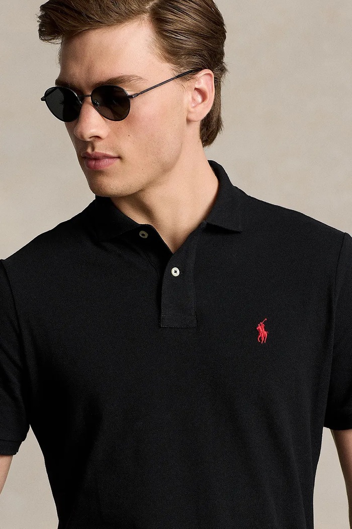Polo Ralph Lauren pamut póló BASIC MESH fekete 710783656020