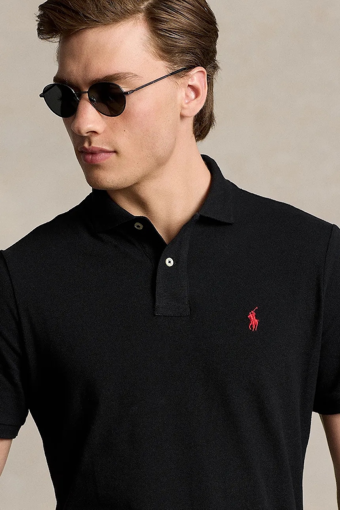 Polo Ralph Lauren pamut póló BASIC MESH fekete 710783656020