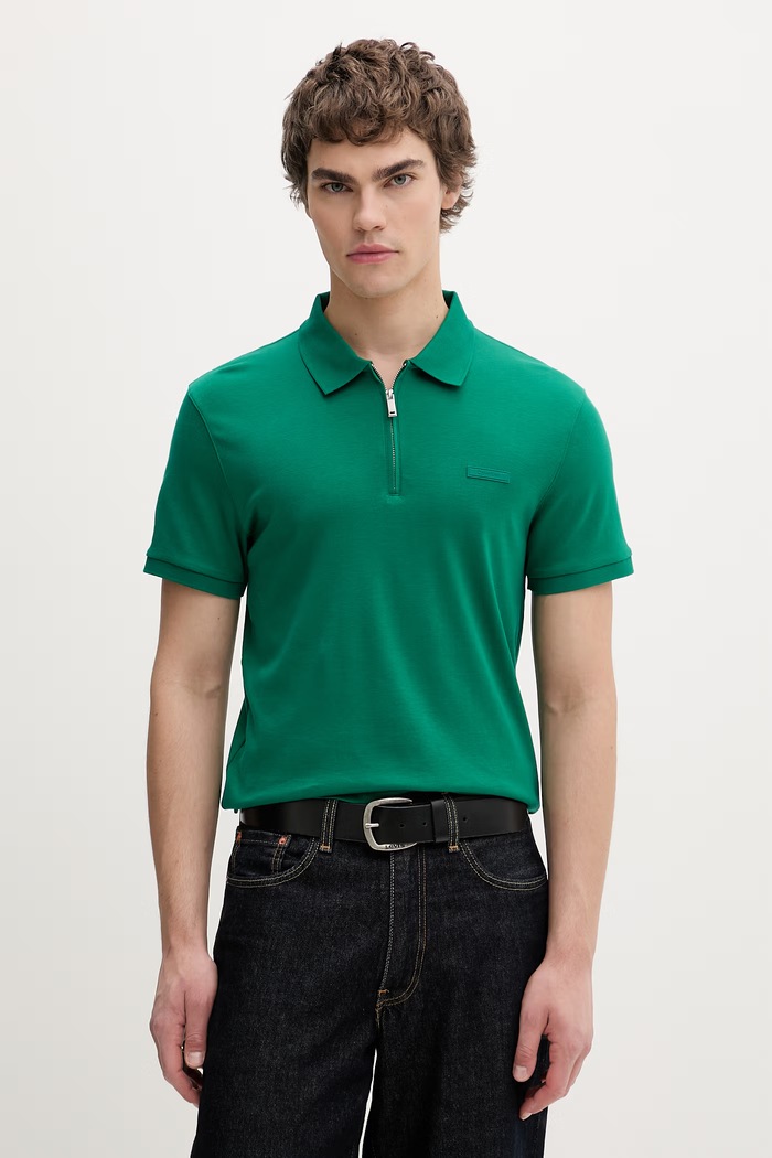 Calvin Klein polo tričko pánske bavlnené zelená LV04LE255G