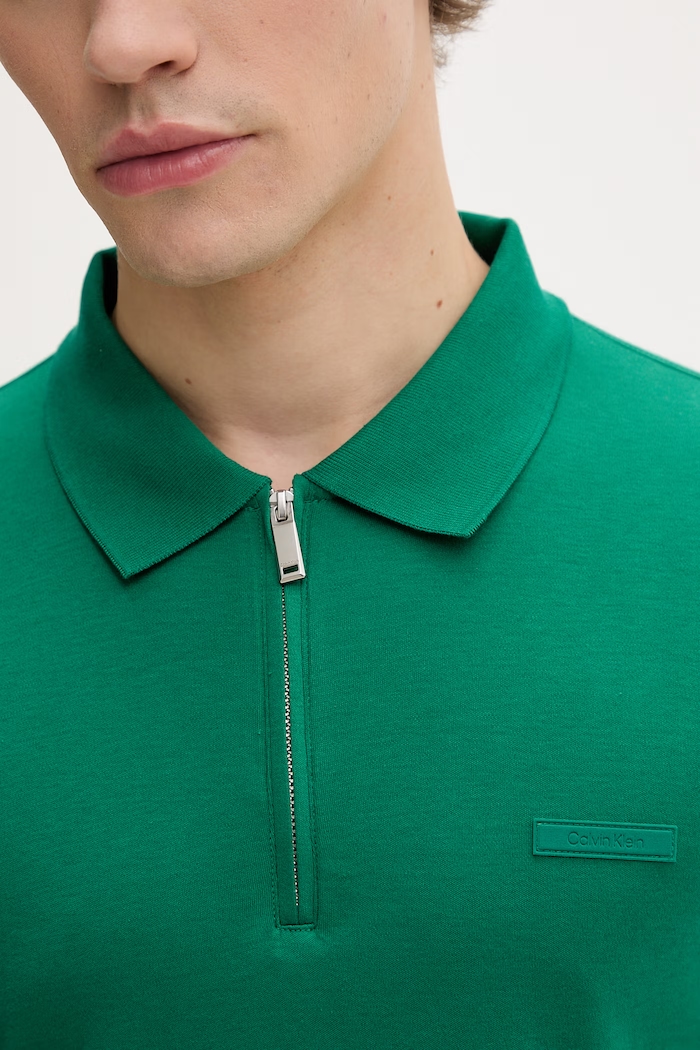 Calvin Klein polo tričko pánske bavlnené LV04LE255G zelená