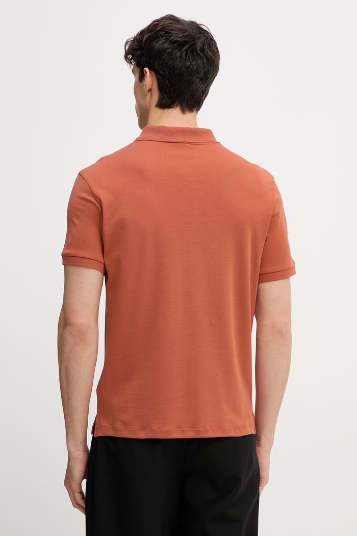 Odzież Calvin Klein polo męskie bawełniane LV04LE255G brązowy