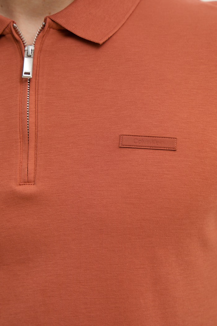 Calvin Klein polo męskie bawełniane LV04LE255G brązowy