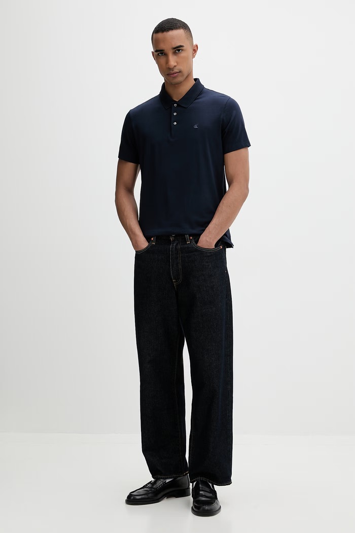 Calvin Klein polo tričko pánske s bavlnou LV04LF200G tmavomodrá SS26
