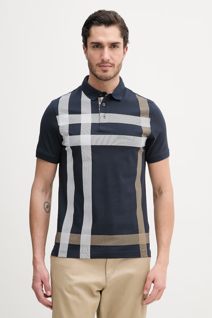 Barbour polo de bumbac Blaine cu modele bleumarin MML1117