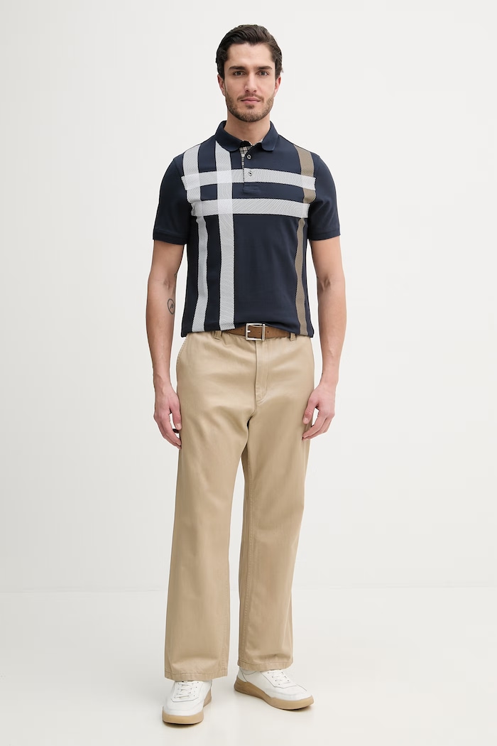 Barbour polo de bumbac Blaine MML1117 bleumarin SS26