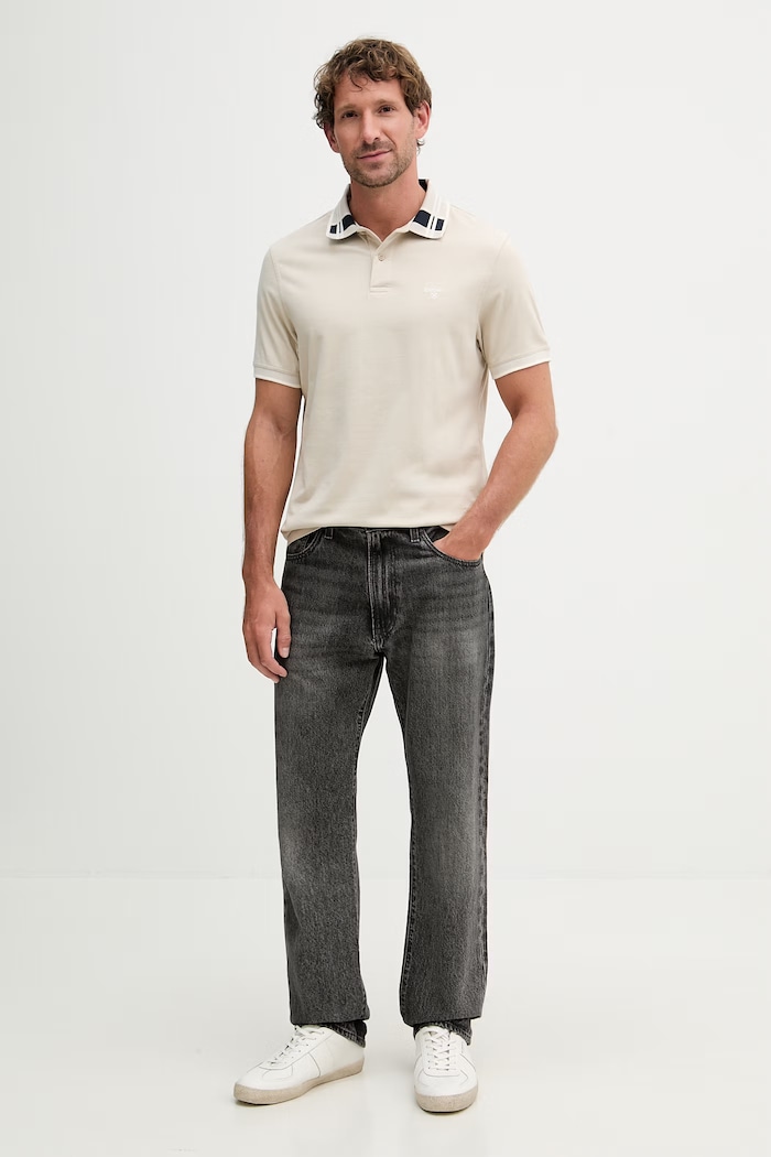 Barbour polo pentru bărbați, din bumbac Callington MML1536 bej SS26