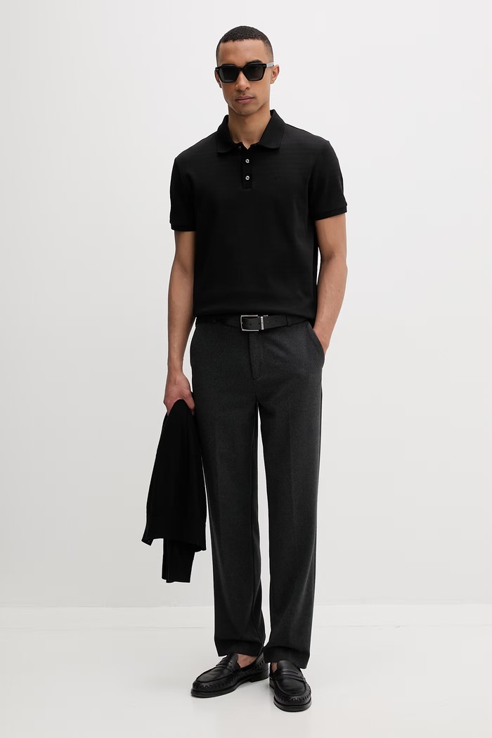 Calvin Klein polo męskie z bawełną LV04LF206G czarny SS26