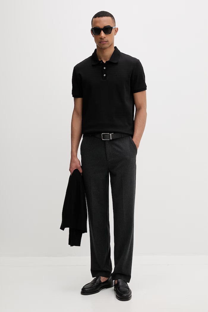 Calvin Klein polo męskie z bawełną LV04LF206G czarny SS26
