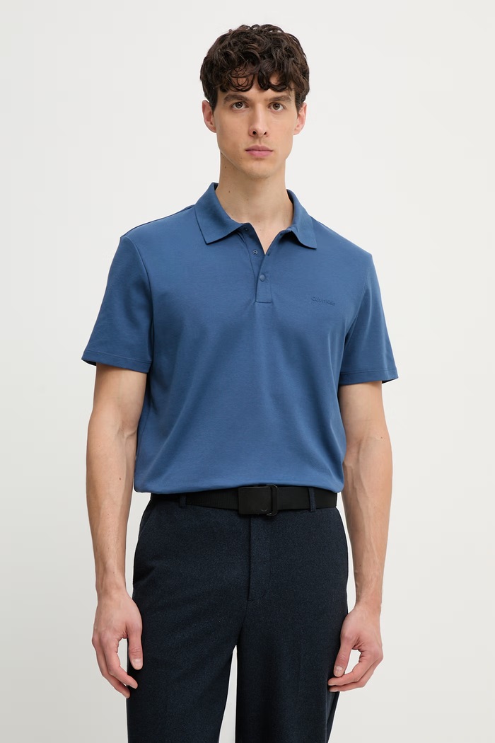 Calvin Klein polo pentru bărbați, din bumbac bleumarin LV04LF208G