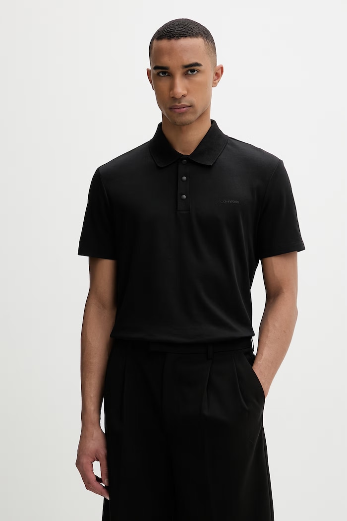 Calvin Klein polo pentru bărbați, cu bumbac negru LV04LF208G