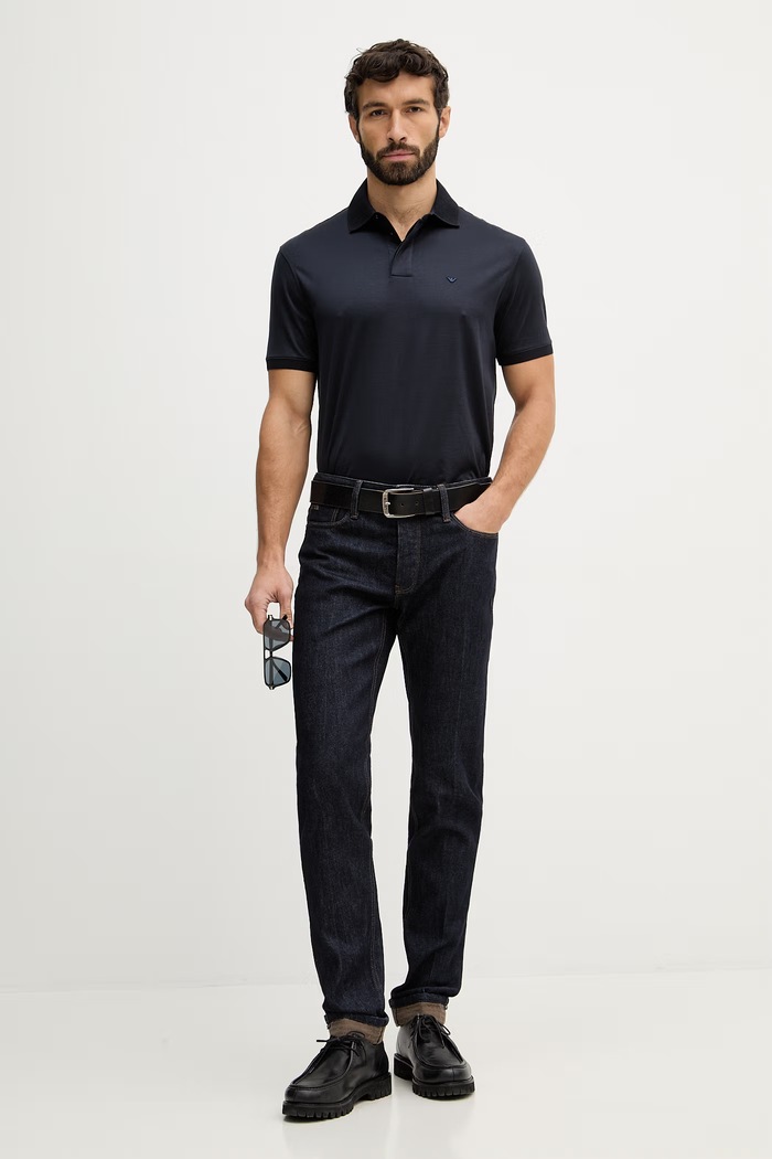 Emporio Armani tricou polo EM004588.AF10017 bleumarin SS26