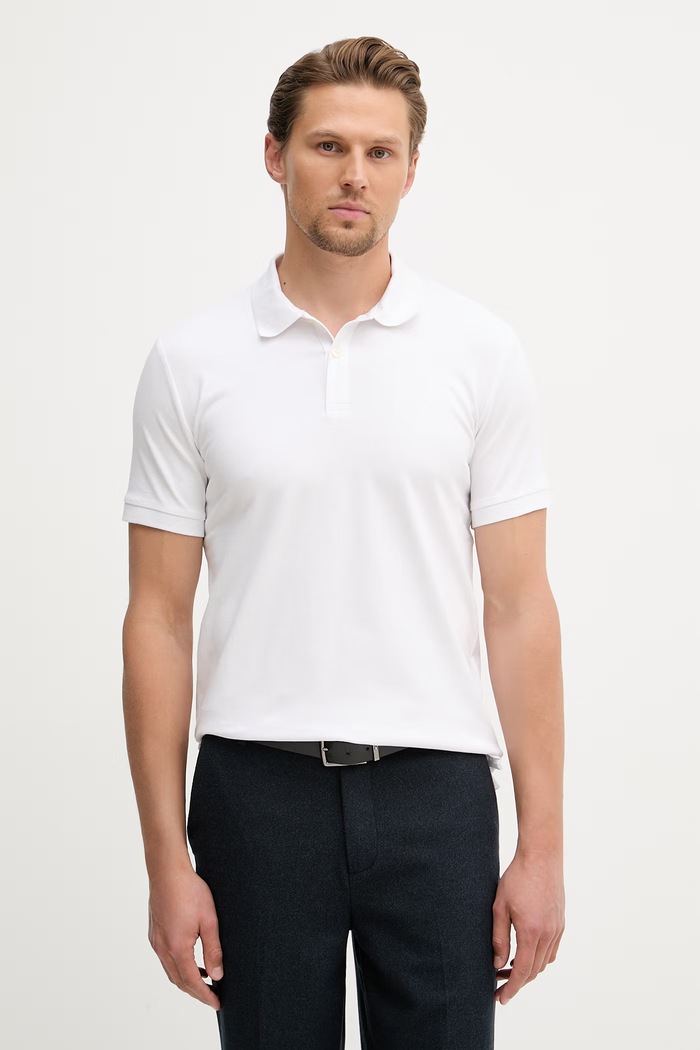 Trussardi polo męskie bawełniane z elastanem biały G5008000124N