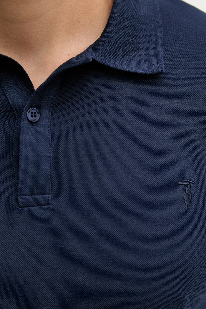 Trussardi polo tričko pánske bavlnené s elastanom G5008000124N tmavomodrá