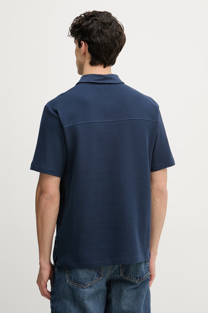 Ρούχα Trussardi πόλο ανδρικό με βαμβάκι G5058000102N σκούρο μπλε