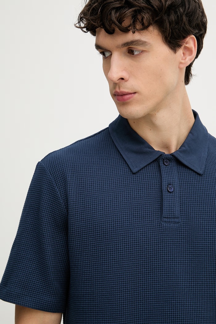 Trussardi πόλο ανδρικό με βαμβάκι σκούρο μπλε G5058000102N