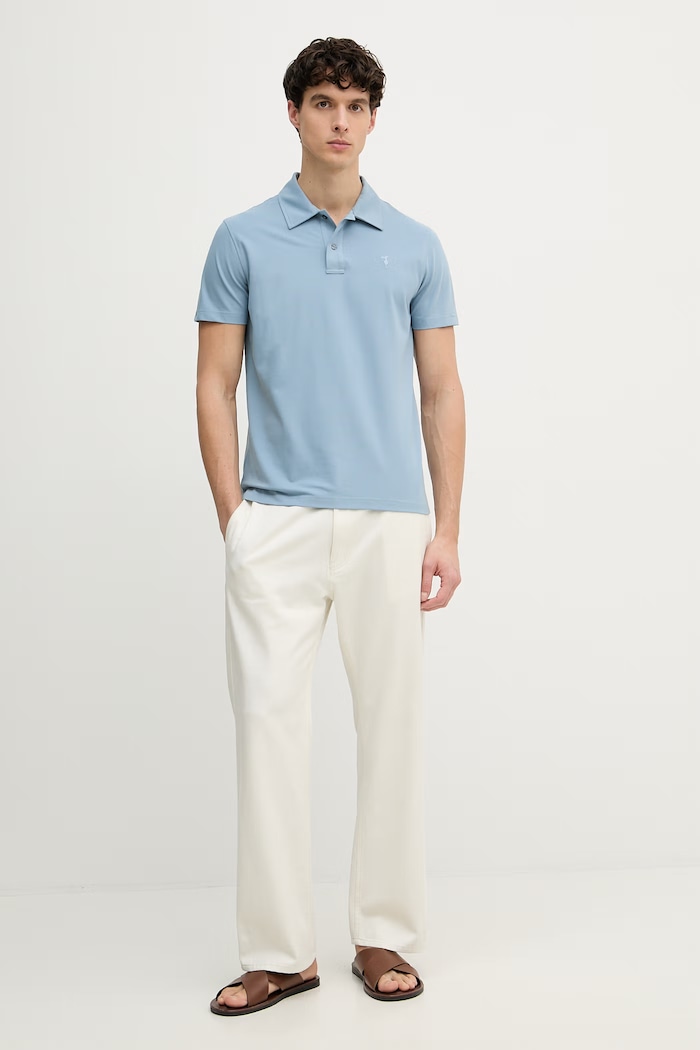 Trussardi polo pentru bărbați, cu amestec de mătase G5098000140N albastru SS26