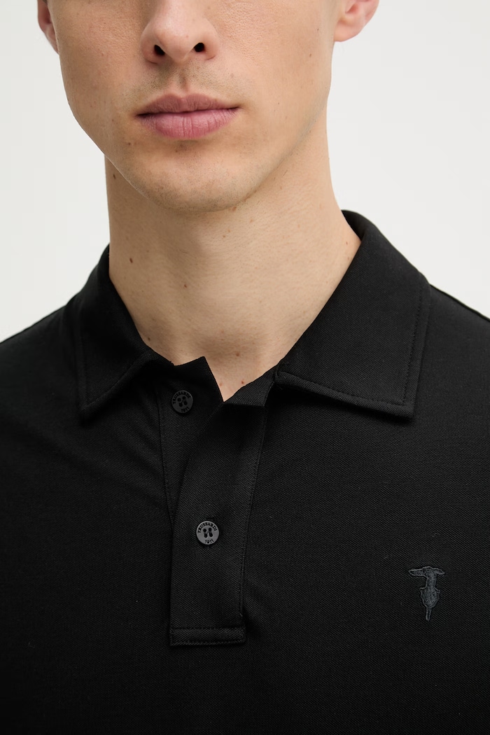 Trussardi polo pentru bărbați, cu amestec de mătase G5098000140N negru