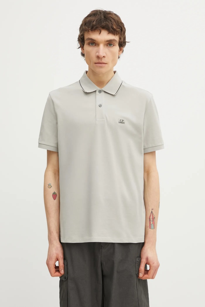 Polo tričko C.P. Company jednofarebný sivá 20CMPL722A005263W