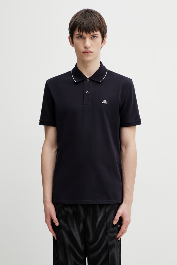 Polo tričko C.P. Company jednofarebný tmavomodrá RCCMPL722A005263W